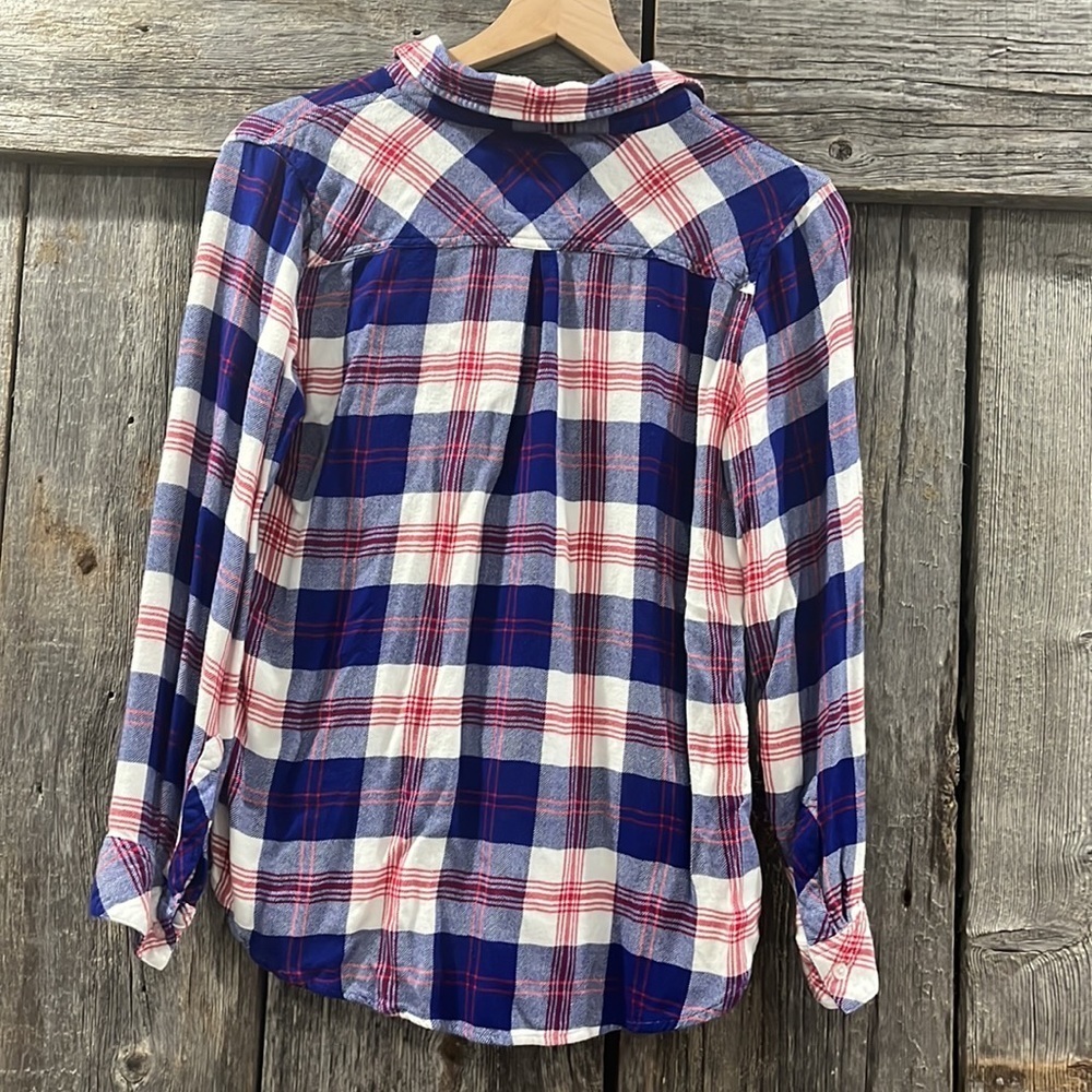 Rails Soft Blue Red White Plaid Button Down Shirt - image 4
